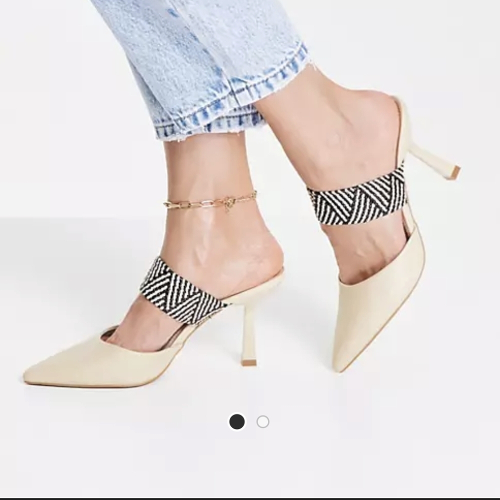 Mid heel beige mules